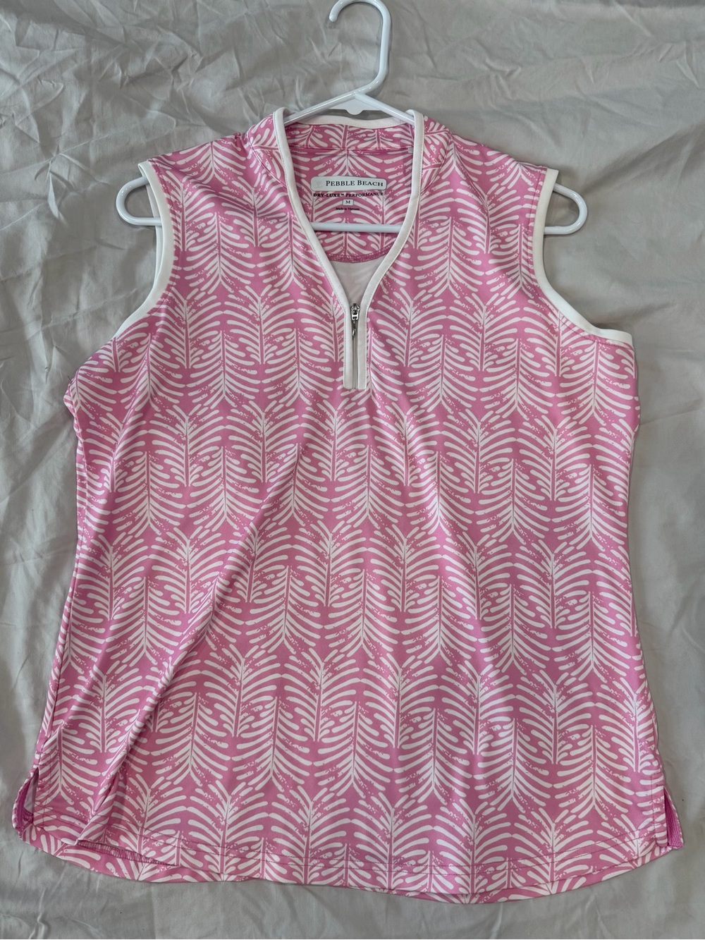 Pebble Beach Pink Sleeveless Zip-Neck Women's Golf top